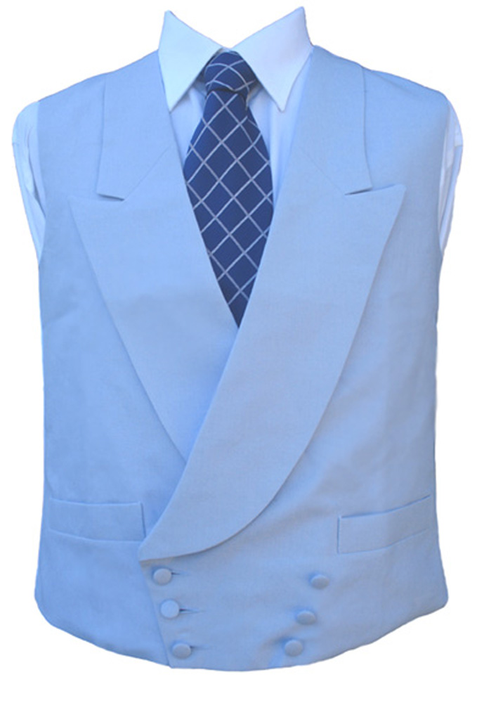 Double Breasted Irish Linen Waistcoat in Powder Blue